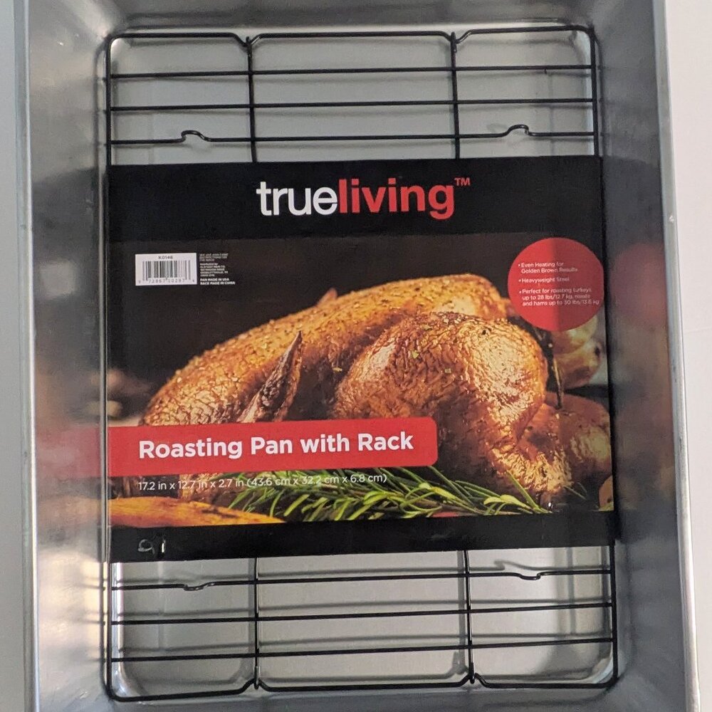 True Living - Roasting Pan With Removeable Rack - 17.2" x 12.7" x 2.7"